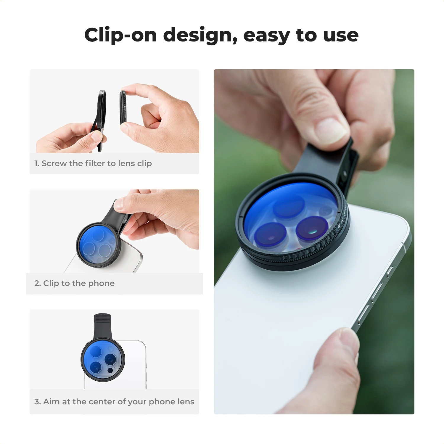 K&F CONCEPT 52mm Clip-on CPL C - đánh giá và giá Lens Camera Clip