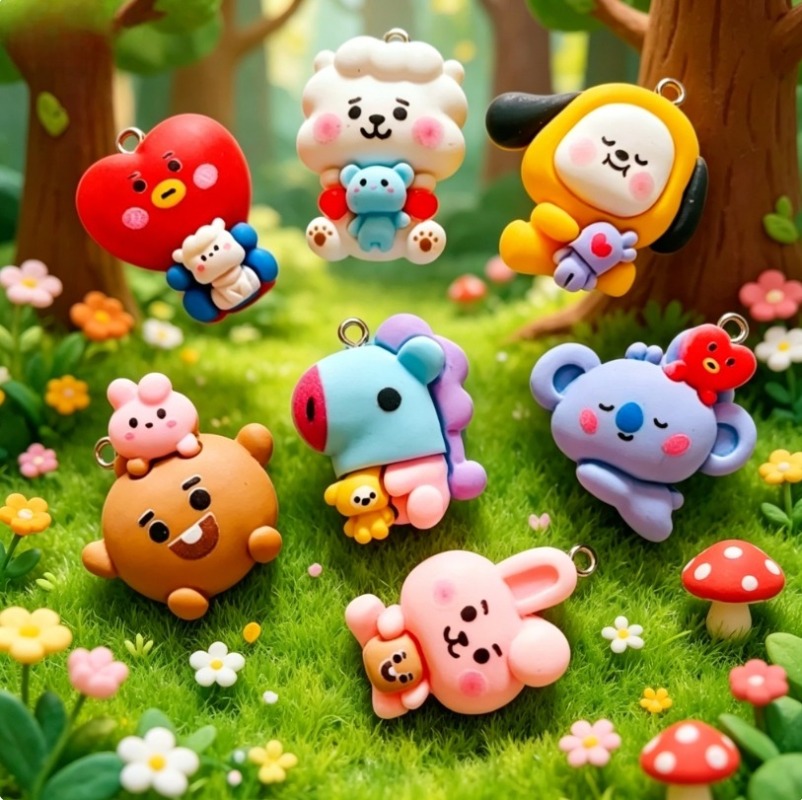 7pcs BT21 Resin Cartoon Charm  - đánh giá và giá Phone Accessories Jewelry