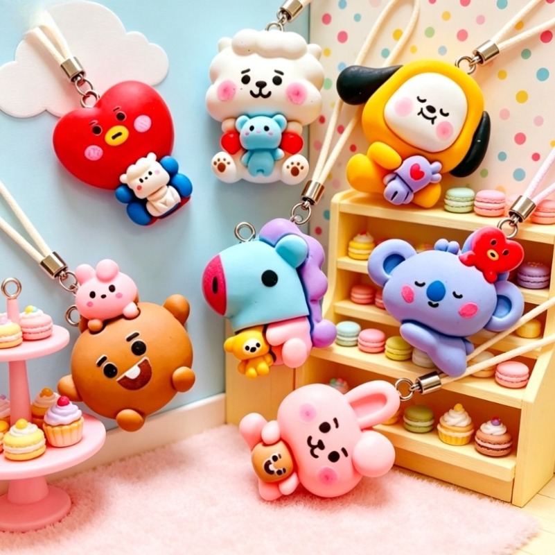 7pcs BT21 Resin Cartoon Charm  - đánh giá và giá Phone Accessories Jewelry