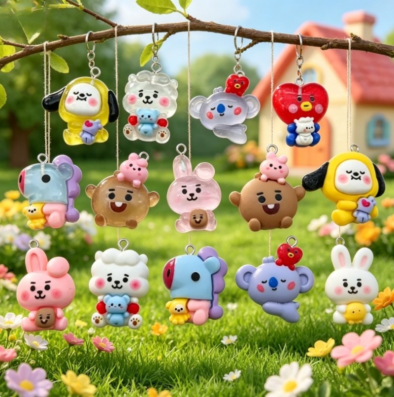 7pcs BT21 Resin Cartoon Charm  - đánh giá và giá Phone Accessories Jewelry