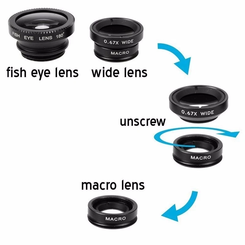 3in1 Fisheye Wide Angle Micro  - đánh giá và giá Lens Camera Clip